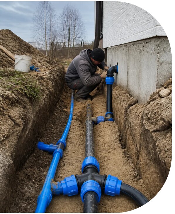 Монтаж наружного водопровода на участке под ключ в Южном-Сахалинске